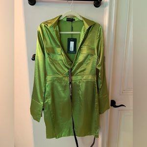 Neon Green PLT Satin Dress